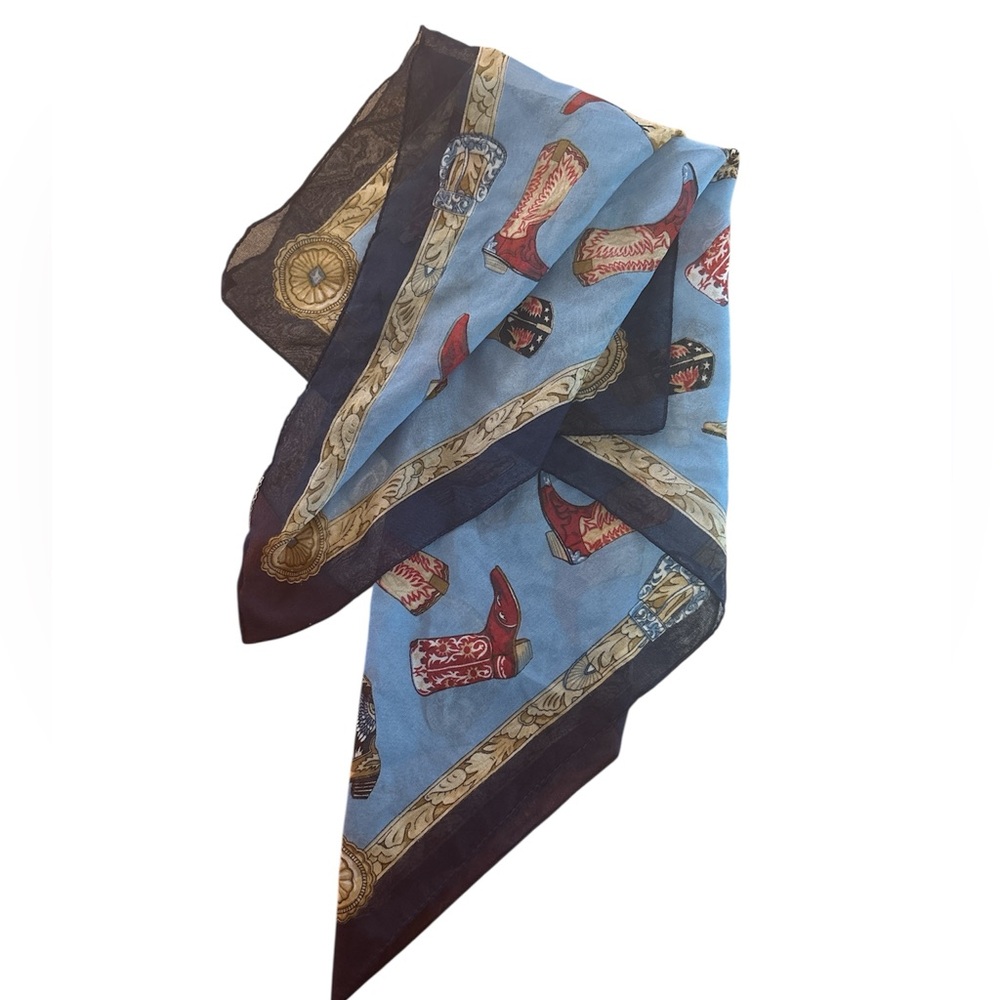 Stylish Cowboy Boot Print Scarf western cowgirl neck tie hair piece